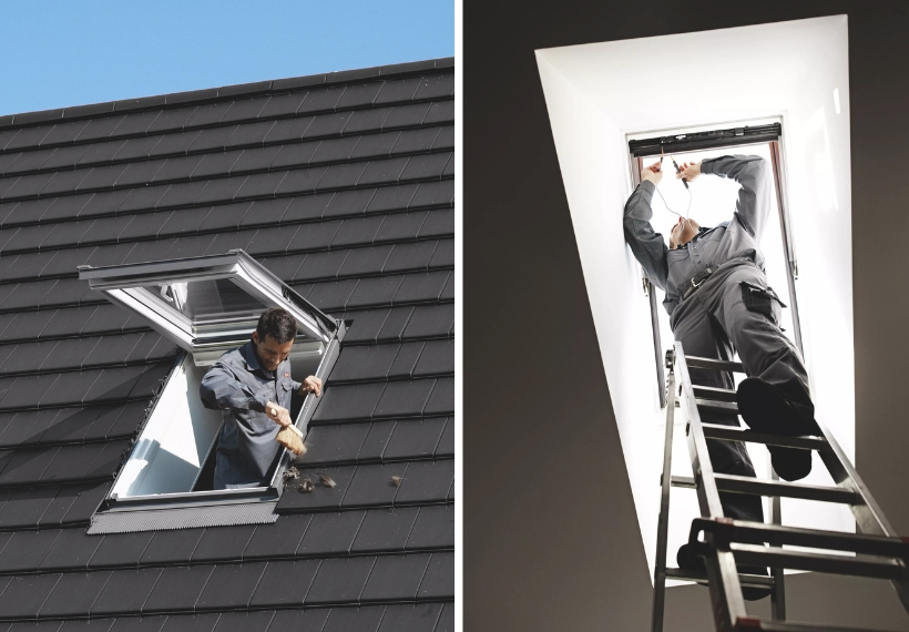 VELUX jumta logi, jumta logu apkope, jumta logu kopšana, jumta logu remonts, GGU, GPU, GLU